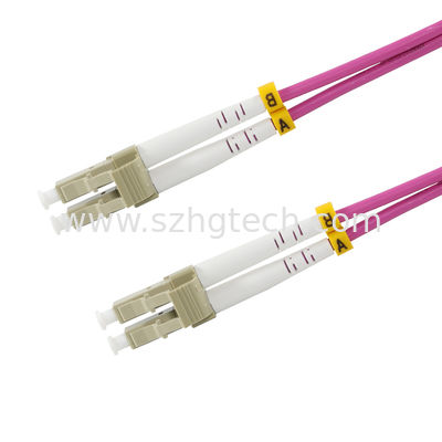 LC LC OM4 Fiber Patch Cord Duplex Fiber Optic Patch Cable Customized Size Meets RoHS Compliant