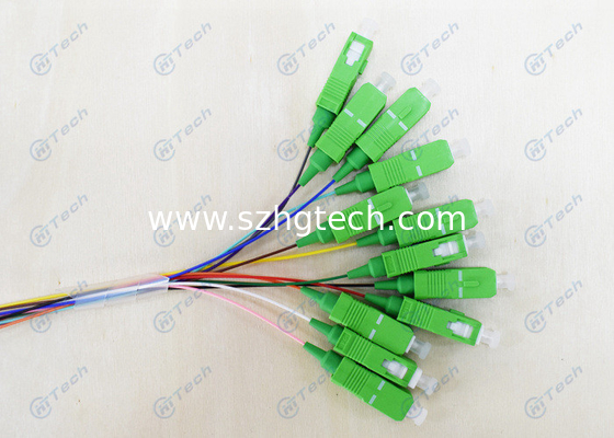 Colorful 12 Core Fiber Optic Cable , SC APC Pigtail High Temperature Stability