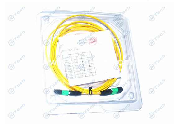 8 Cores OM3 Fiber Patch Cables , MPO To LC Cable Aqua Color Inner Ceramic Ferrule