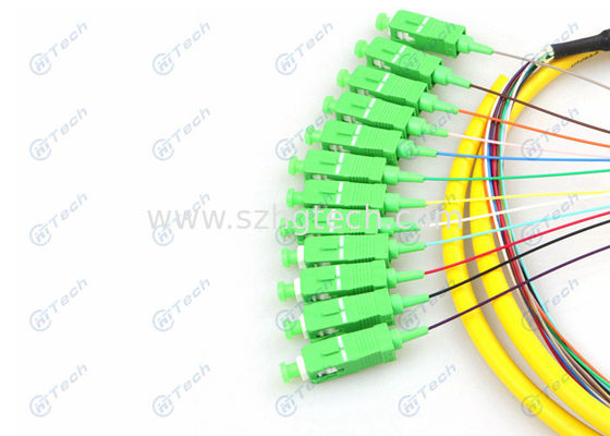 Yellow Color LC Pigtail Single Mode 12 Cores Round Type Repeatability ≤0.1dB With Jacket