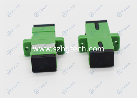 Green Color Fiber Optic Adapter / SC Apc Simplex Adapter With Metal Clip