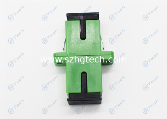Green Color Fiber Optic Adapter / SC Apc Simplex Adapter With Metal Clip
