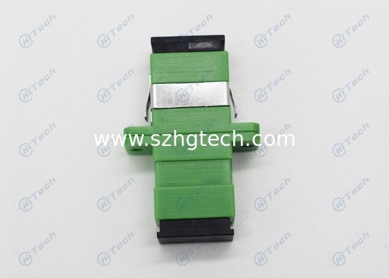 Green Color Fiber Optic Adapter / SC Apc Simplex Adapter With Metal Clip