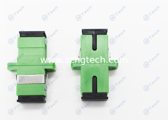 Green Color Fiber Optic Adapter / SC Apc Simplex Adapter With Metal Clip
