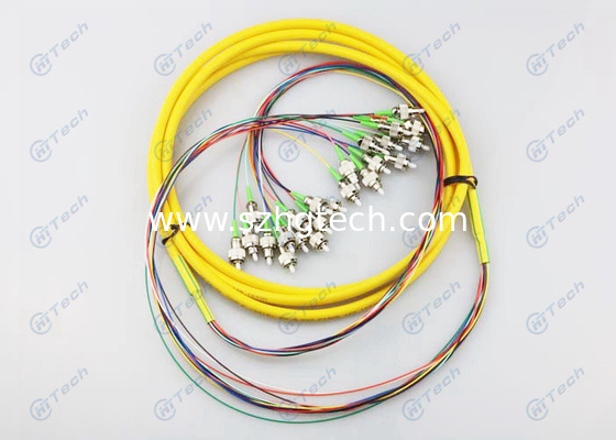 Round Type Fiber Optic Pigtail / FC APC Pigtail 12 Cores Insertion Loss Typical ≤0.2dB