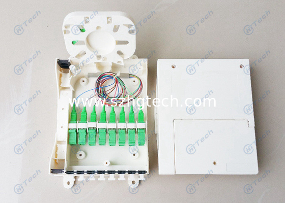 8 Cores FTTH Splitter Box White Color Size 190 X 126 X 46mm Net Weight 0.3kg