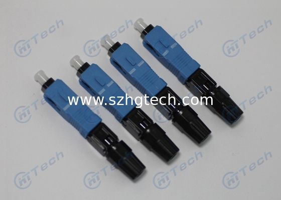 FTTH Single Mode Fiber Sc Connector , Fiber Optic Quick Connector Blue Color