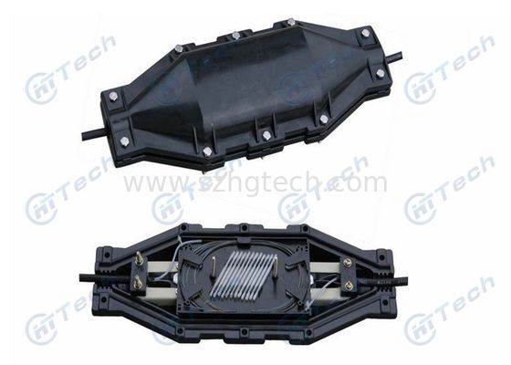 Black Color Fiber Cable Joint Closure , 1 In 1 Out 24 Cores Fiber Joint Box Inline Type
