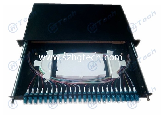 48 Cores ODF Wall Mount Fiber Patch Panel , 1U 24 Port LC Fiber Patch Panel Sliding Type