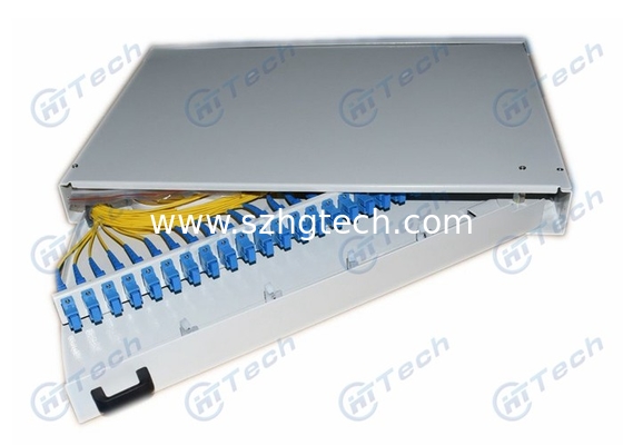Rotary 1U 24 Port Patch Panel , White Color SC Fiber Patch Panel Wall Mounted
