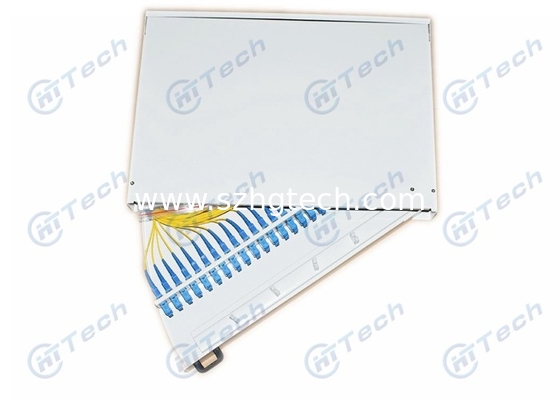 Rotary 1U 24 Port Patch Panel , White Color SC Fiber Patch Panel Wall Mounted