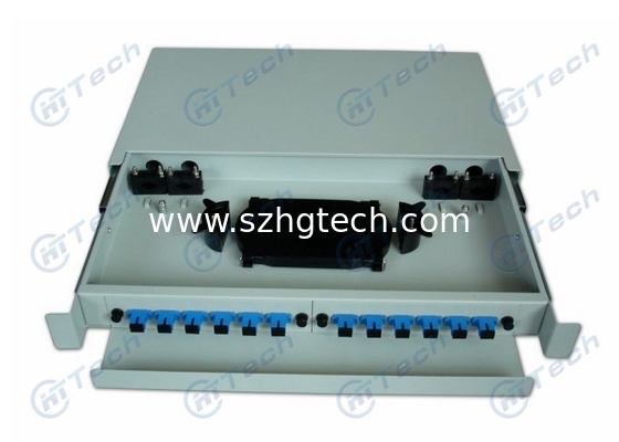24 Core LC Rack Mount Fiber Patch Panel Slidable Type For Ribbon And Single Fiber