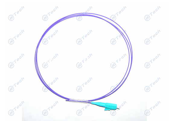 OM4 LC Fiber Optic Pigtail 0.9mm Purple Color Low Insertion Loss Humidity ≤0.2dB