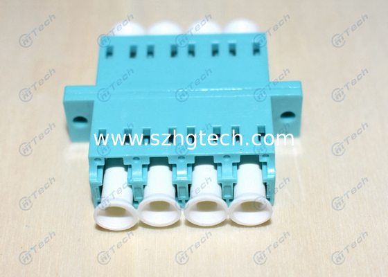 Aqua Color LC Quad Adapter , Fiber Optic Cable Adapter OM3 / OM4 Available