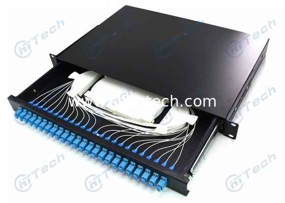 Cold Rolling Steel Sliding Fiber Optic Patch Panel 1U 24 Port SC 24 Cores