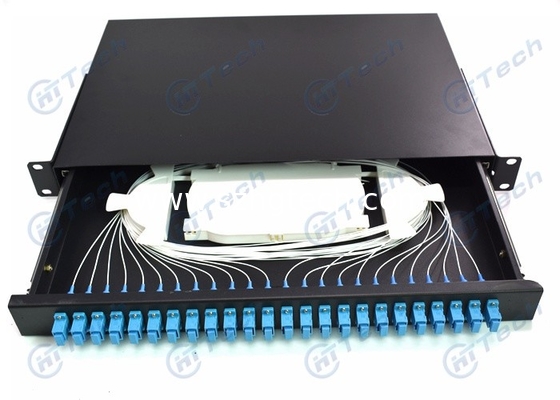 Cold Rolling Steel Sliding Fiber Optic Patch Panel 1U 24 Port SC 24 Cores