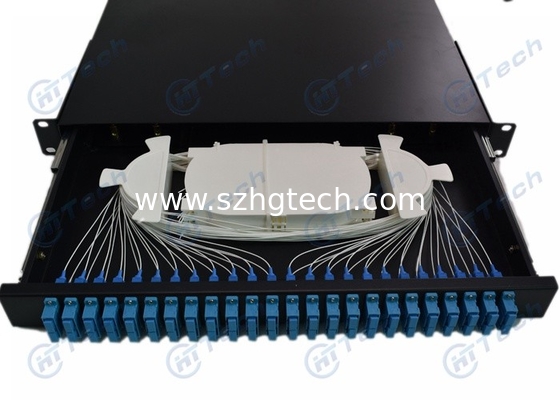 Sliding 1U 48 Cores Fiber Optic Patch Panel SC Duplex Type ODF Wall Mounted