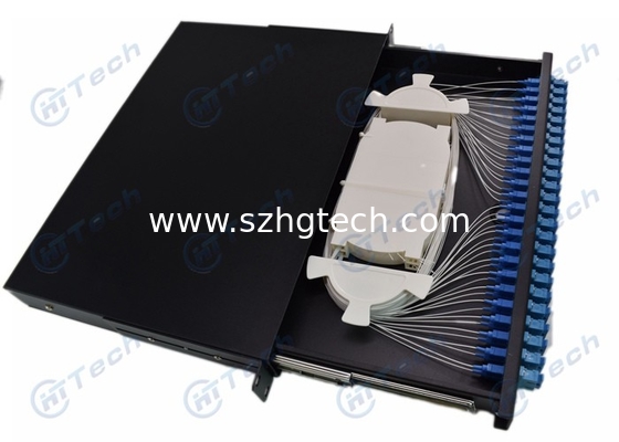Sliding 1U 48 Cores Fiber Optic Patch Panel SC Duplex Type ODF Wall Mounted