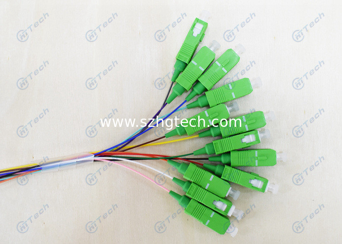 Colorful 12 Core Fiber Optic Cable , SC APC Pigtail High Temperature Stability