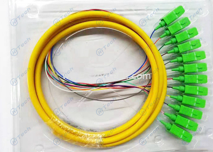 Yellow Color LC Pigtail Single Mode 12 Cores Round Type Repeatability ≤0.1dB With Jacket
