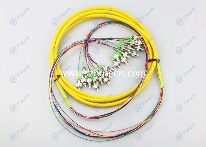 Round Type Fiber Optic Pigtail / FC APC Pigtail 12 Cores Insertion Loss Typical ≤0.2dB