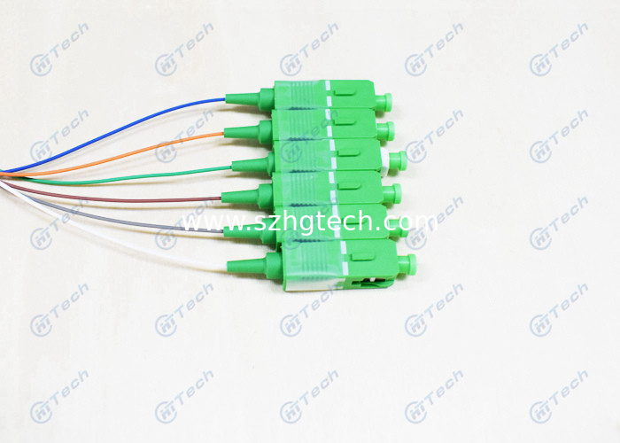 SC / APC Distribution Fiber Cable , 6 Core Fiber Optic Cable Fan Out 0.9mm Pigtail