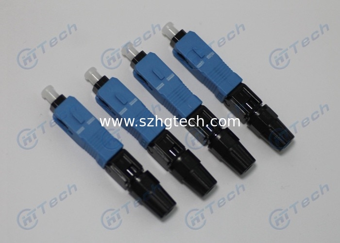 FTTH Single Mode Fiber Sc Connector , Fiber Optic Quick Connector Blue Color