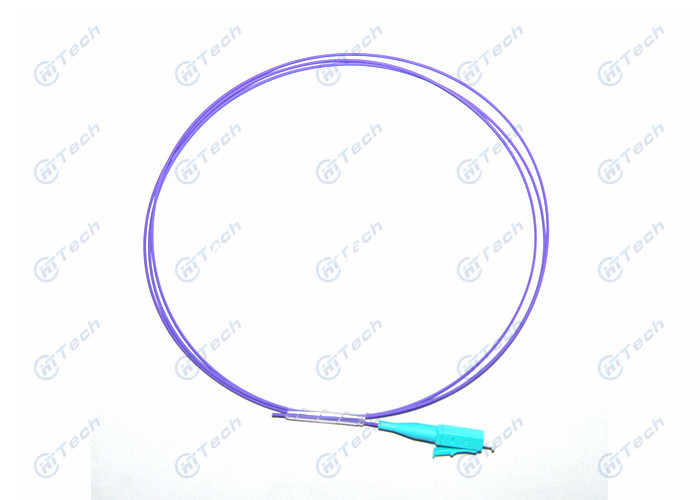 OM4 LC Fiber Optic Pigtail 0.9mm Purple Color Low Insertion Loss Humidity ≤0.2dB
