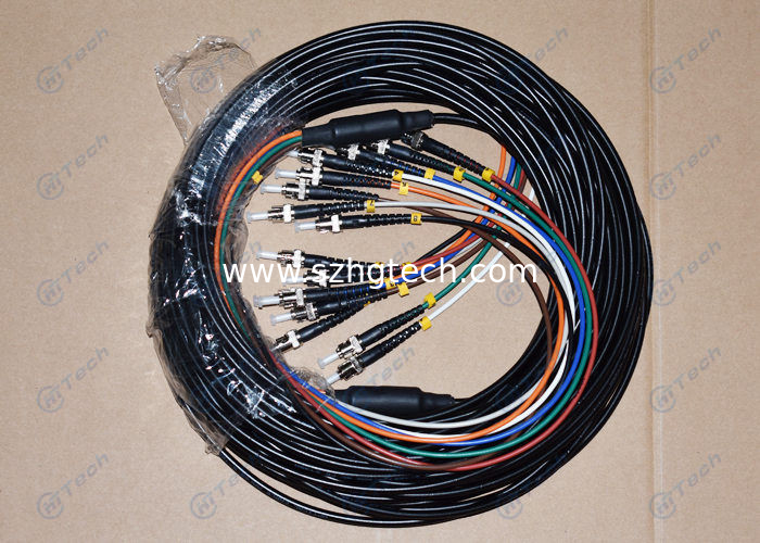 Black Color ST To ST 8Cores Armored Fiber Patch Cord PE or LSZH