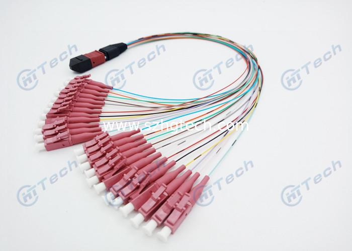 40G MPO MTP Patch Cord MPO-LC 24F Fanout 0.9mm Telcordia GR-326 Core IEC Standard